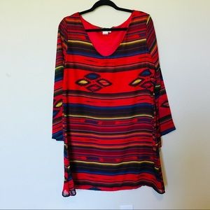 Turquoise Haven Red Serape Dress sz XL